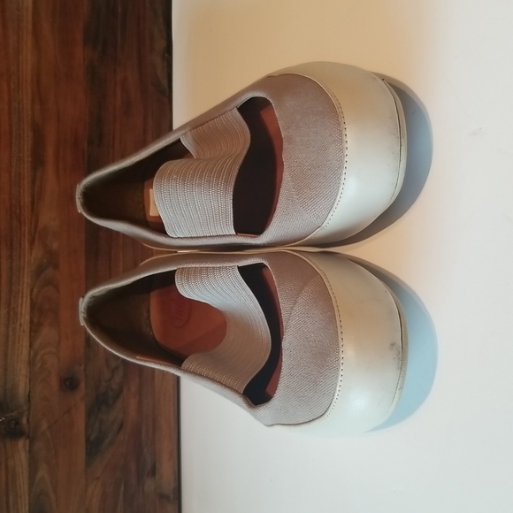 Fitflop Due Mary Jane Beige Flat Canvas Leather Platform Slip On Casual Sneakers - Picture 4 of 7